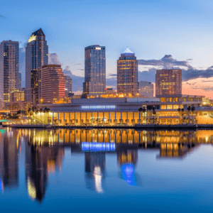 Tampa Florida skyline at sunrise